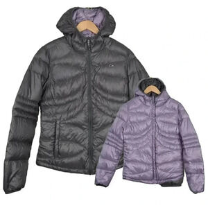 Paradox  Reversible Puffer Jacket Down Filled Hooded Gray Purple Size Small